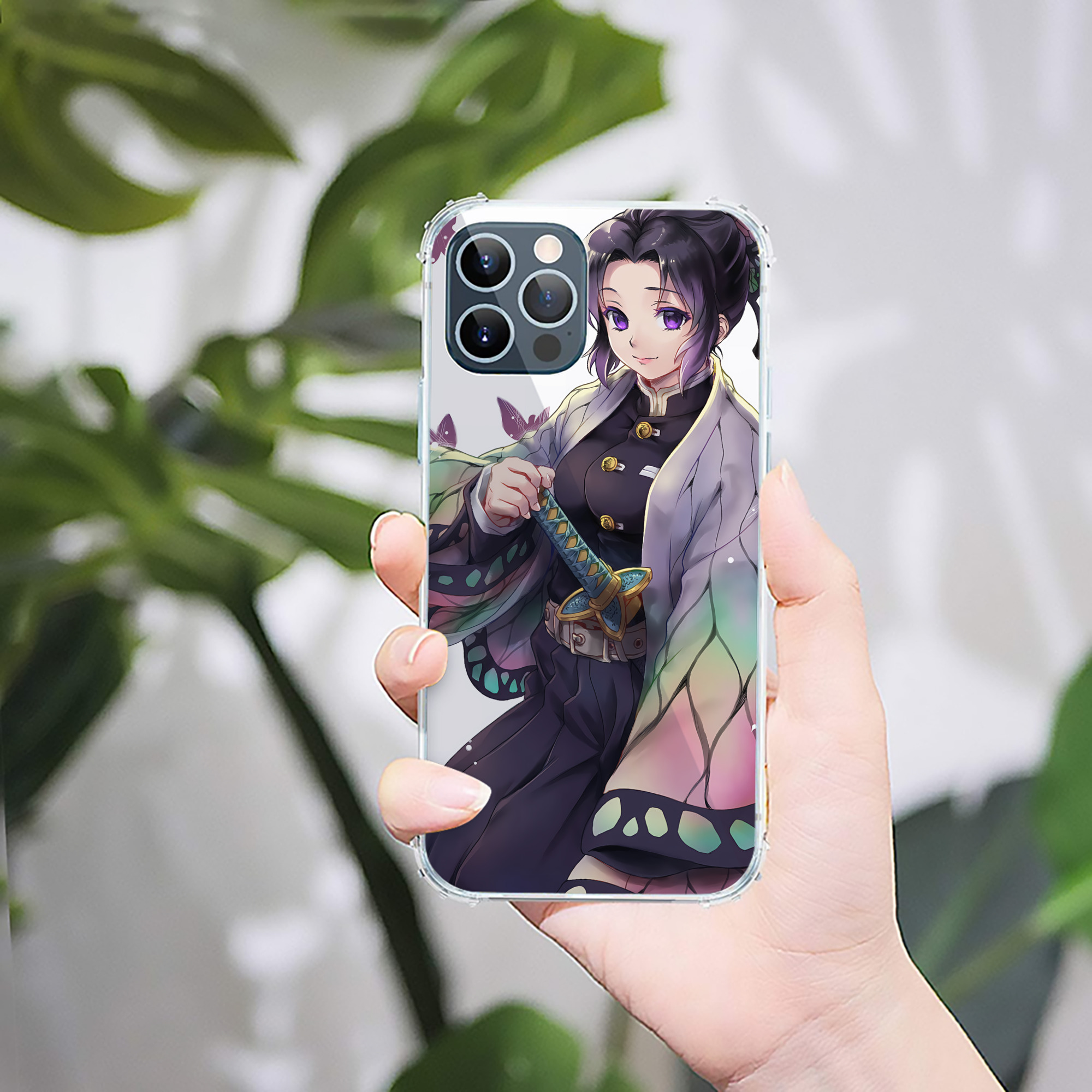 （画像用） 鬼滅の刃（きめつのやいば）蟲柱-胡蝶 しのぶ／こちょう しのぶ Kochou Shinobu 【iPhone 12シリーズ対応】透明スマホケース（クリアソフトケース）